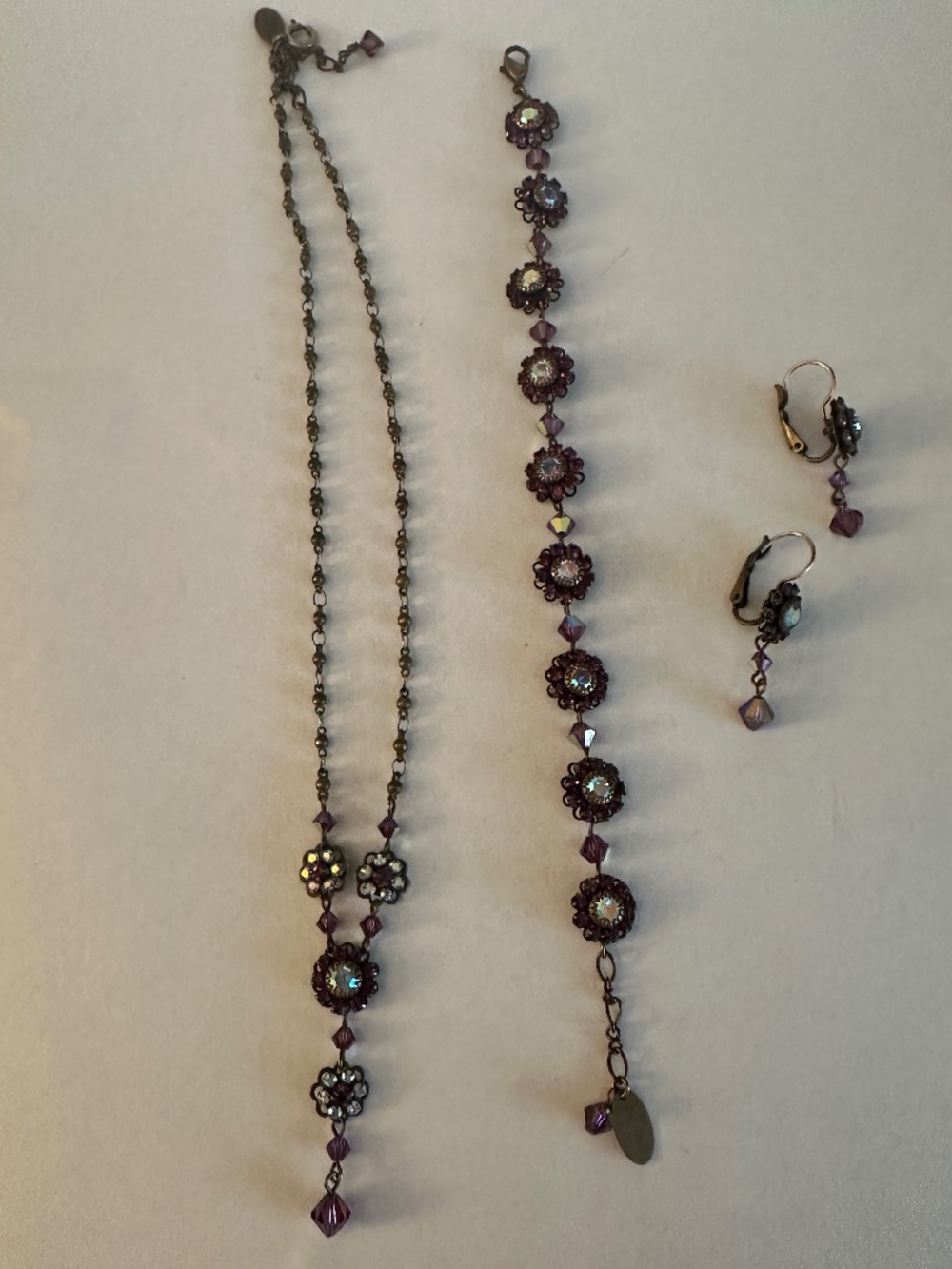 Liz Palacios Swarovski Crystal Flower Necklace, Bracelet & Earring Set